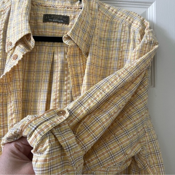 J.L. Powell Plaid Button Down Shirt Men’s XL Long Sleeve Cotton In Yellow - Picture 7 of 10